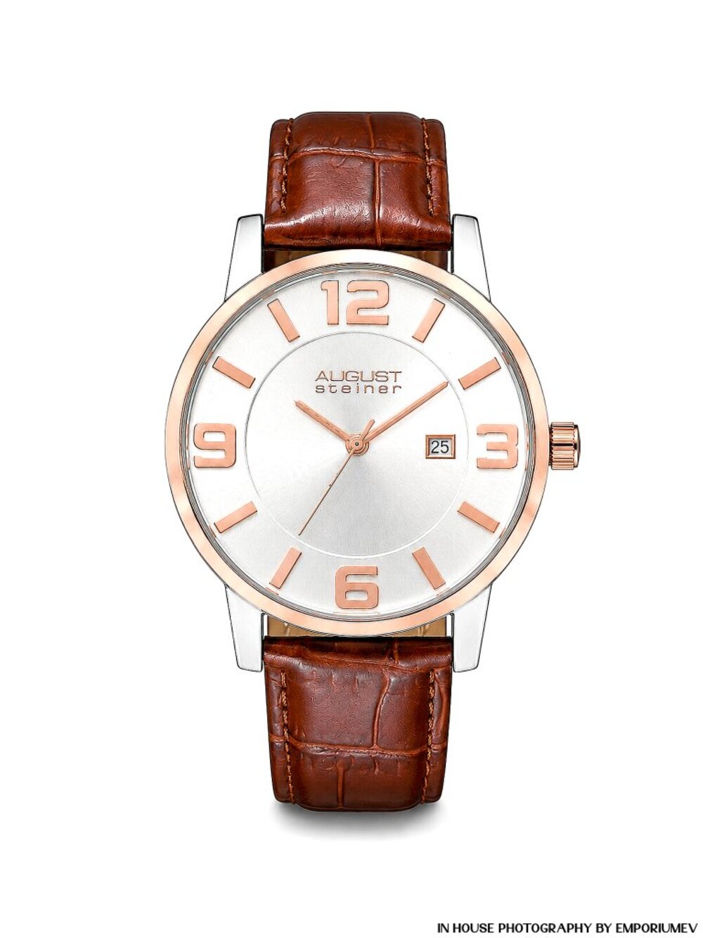 August Steiner As8055 Model Date Base Metal Metallic Case Analog Men’s Watch